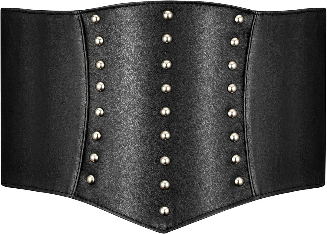 Corset Belt Women Renaissance Steampunk Elastic Corset Belt for Halloween Costume Pirate Accessories Belt for Dresses (XXL:fit waist 36.5"-40", Black)