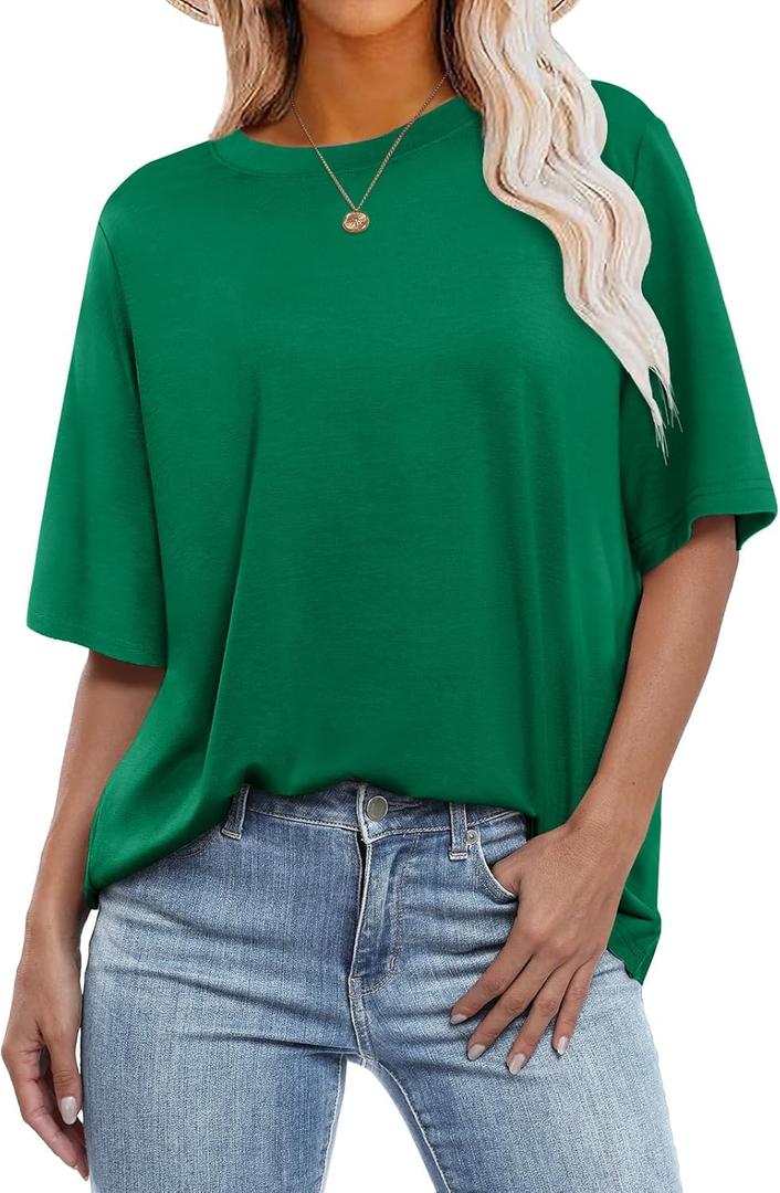ANRABESS Women's Oversized Tee Shirts, Comfy Fabric Loose Fit Top, All-Day Cozy for Gym, Lounge Office, Versatile Casual Wear