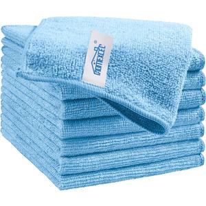 HOMEXCEL Blue Microfiber Cleaning Cloth, 6 Pack Cleaning Towels for Kitchen, Lint Free, Scratch-Free, Highly Absorbent, and Reusable Cleaning Rags for House, Window and Glass, Cars, 11.5 X11.5 inch
