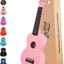 Strong Wind Soprano Ukulele 21 Inch Basswood Ukeleles for Beginners Four Strings Hawaiian Guitar Saint Patrick's Day Ukulele for Adults Teenagers Pink