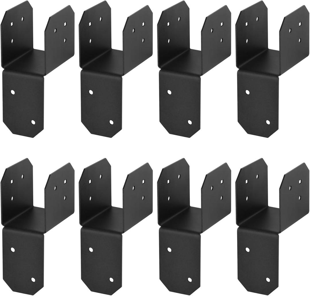 4 Pcs 2x4, 2x6 Black Post Caps Tie Bracket, Inner Width Actual 1-1/2", Joist Anchor Connector Hanger, 17 Gauge