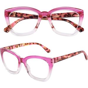 AQWANO Stylish Cat Eye Reading Glasses for Women, Computer Blue Light Blocking/Anti UV Readers Oversized Fashion Readers, Red 1.0