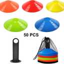 ANSLYQA Soccer Cones (Set of 50), Agility Training Disc Cone with Carry Bag and Holder for Drilling Football Basketball Sports Field Markers,