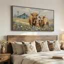 Cuspin Large Highland Cow Wall Art for Living Room, 60x30 In