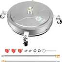 JANZ 20'' Pressure Washer Surface Cleaner with 4 Wheels, Stainless Steel Housing, 1/4" Quick Plug, 2 Extension Wands, 2 Replacement Nozzles and 3 Spray Nozzles, 4000 PSI