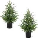 2FT Artificial Norfolk Pine Christmas Tree  Tabletop Faux Tree Unlit/Prelit with 50 LED Lights & 8-Function Battery Box, Pre-Assembled Holiday Decor for Home or Office (2FT-2Pack)