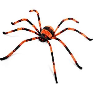 Halloween Decorations 5ft Giant Light Up Spider, 60inch Scary Spider with 56 LED Light, Timer, Creepy Spooky Decor, Glowing Eyes, Haunted Horror Prop for Spiderweb, Indoor, Outdoor, Yard (Orange)