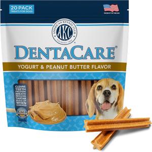 American Kennel Club Dentacare Yogurt and Peanut Butter Dental Dog Treats, Naturally Flavored, Good for Dog Dental Health, 20 Count (EXP 11/18/27)