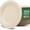 Paper Plates 6 Inches, 100 Pack Disposable Plates  100% Compostable Plates, Water & Oil Proof Dessert Plates, Microwavable Small Paper Plates, Perfect Paper Plate For Party - Brown