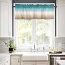 Teal Khaki Ombre Valances Window Treatment Farmhouse Decor, Modern Abstract Art Turquoise Gradient Rod Pocket Valance Curtains for Living Room, Bedroom, Kitchen, 54" W x 18" L - 1 Panel