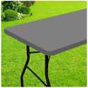 Smiry Rectangle Picnic Table Cloth, Waterproof Elastic Fitted Tablecloths for 5 Foot Tables, Washable Polyester Table Cover for Camping, Indoor and Outdoor (Grey, 36"x60")