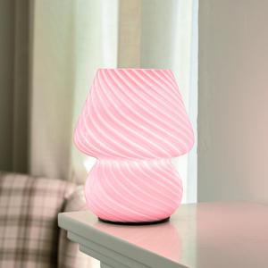 Battery Operated Mushroom Lamp-Cute Small Pink Aesthetic Table Lamp with Timer,Cordless Bedside Lamp for Girl Gifts,Glass Decorative Lamp for Bedroom/Entryway/Shelf/Desk Decor/Dorm/Office