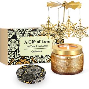 Christmas Gifts for Women, Snowflake Candle Gifts for Women, Birthday Gift for Mom, Holiday Presents for Sister Friend, Rotatable Scented Candles for Xmas Home Decor, Ideal Christmas Gift Choice (ROSE)