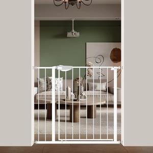 WAOWAO Triple Lock Baby Gate Extra Wide 35.04-38.97" Pressure Mounted Walk Through Swing Auto Close Safety Black Metal Dog Pet Puppy Cat for Stairs