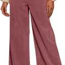Sidefeel Women's Corduroy Pants Casual High Waisted Baggy Wide Leg Elastic Waist Loose Trousers with Pockets (X-Large, Violet)