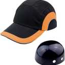 UBasic Safety Hard Hat Impact Resistant ABS Hat Lightweight Safety Bump Cap Breathable Baseball Style Protective Hat with Reflective Stripes(Black Orange)