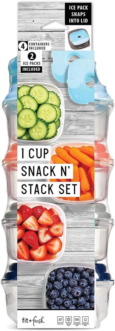 Fit & Fresh Stak Pak Set, 6 Piece, Plastic, New Multicolored