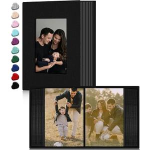 Ejblfe Photo Album 4x6,Linen Cover Slide-in Photo Album Book Can Holds 100 4x6 Photos with 50 Black Sheets for Family,Wedding,Baby and Holiday Pictures (Black)