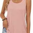 MEROKEETY Women's Summer Tank Top Casual Beach Vacation Sleeveless Spaghetti Strap Waffle Camisole Shirt (Pink, XL)