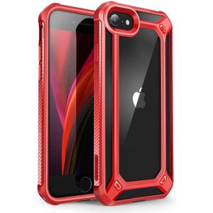 SUPCASE [Unicorn Beetle EXO Series] Case for iPhone SE 3rd Gen (2022) / iPhone SE 2nd generation (2020) , Premium Hybrid Protective Clear Bumper Case for iPhone SE /7/8 (Red)