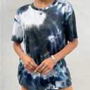 SOLY HUX Women's Tie Dye Shirt Short Sleeve Round Neck Tees Casual T Shirts Summer Tops (M)