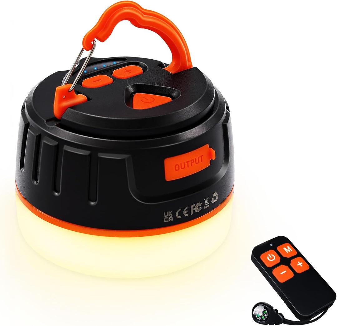 Yonktoo Camping Lantern with Remote Control, 6400mAh Rechargeable Lamp, IPX5 Waterproof Tent Light for Camping, Hiking, Power Outages, Home, Emergency Use - Wireless Remote Edition,Orange
