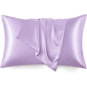 Love's cabin Satin Pillowcase Set of 2 Standard Size 20x26, Cooling Pillow Covers for Hair and Skin, Silky Smooth with Envelope Closure, Similar to Silk, Light Purple