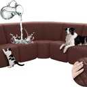 Arfntevss Waterproof Recliner Sectional Couch Covers for Reclining Sectional L Shape Sofa Cover Washable Recliner L Shaped Slipcover Sets for Dog Furniture Protector (5 Seater, Chocolate Brown)