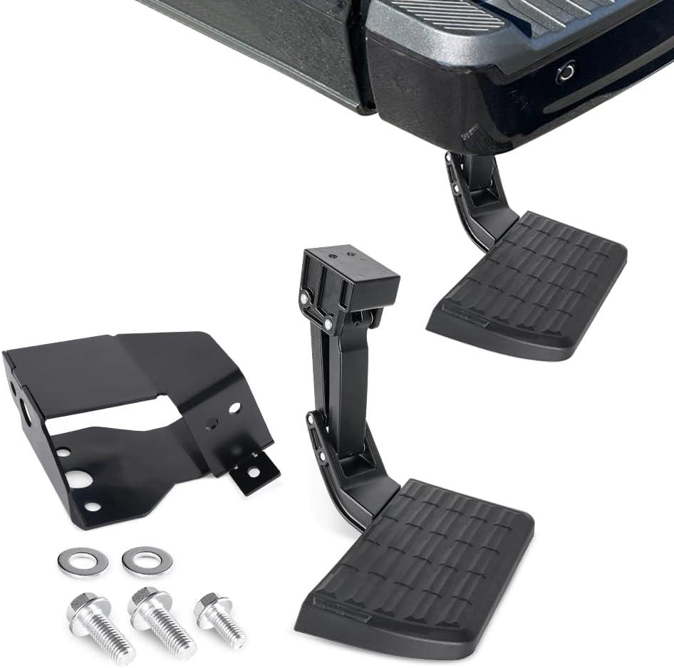 Retractable Rear Bed Step Bumper Step for 2009-2018 Dodge Ram 1500, 2010-2018 Dodge Ram 2500/3500 (Excludes Dual Exhaust & Eco Diesel Models),Truck Step Replaces 75306-01A