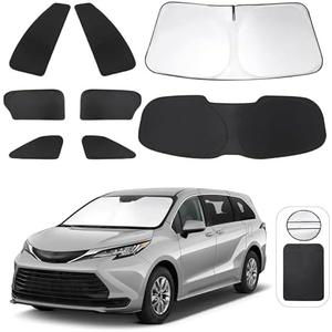TINGLU Window Shades for Toyota Sienna 2021-2025 Accessorie Car Side Full Windows Rear Triangular Windshield Sun Shade Sun UV Rays & Privacy Protection for Camping,Napping,and Relaxing 8PCS