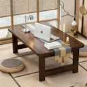Japanese Floor Table Folding Coffee Table Low Bamboo Desk for Laptop Study Coffee Tea Meditation Yoga, Low Coffee Table Small for Living Room Tatami Dining No Assembly,Easy Storage, C-31.5*18.9*13.8in