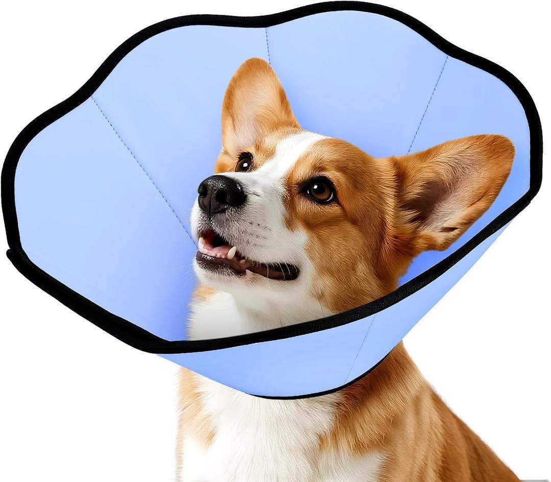MIDOG Dog Cone Collar After Surgery, Soft Dog Cone Alternative to Stop Licking,Adjustable Elizabethan Recovery Cones for Small to Large Sized Dogs (Blue)