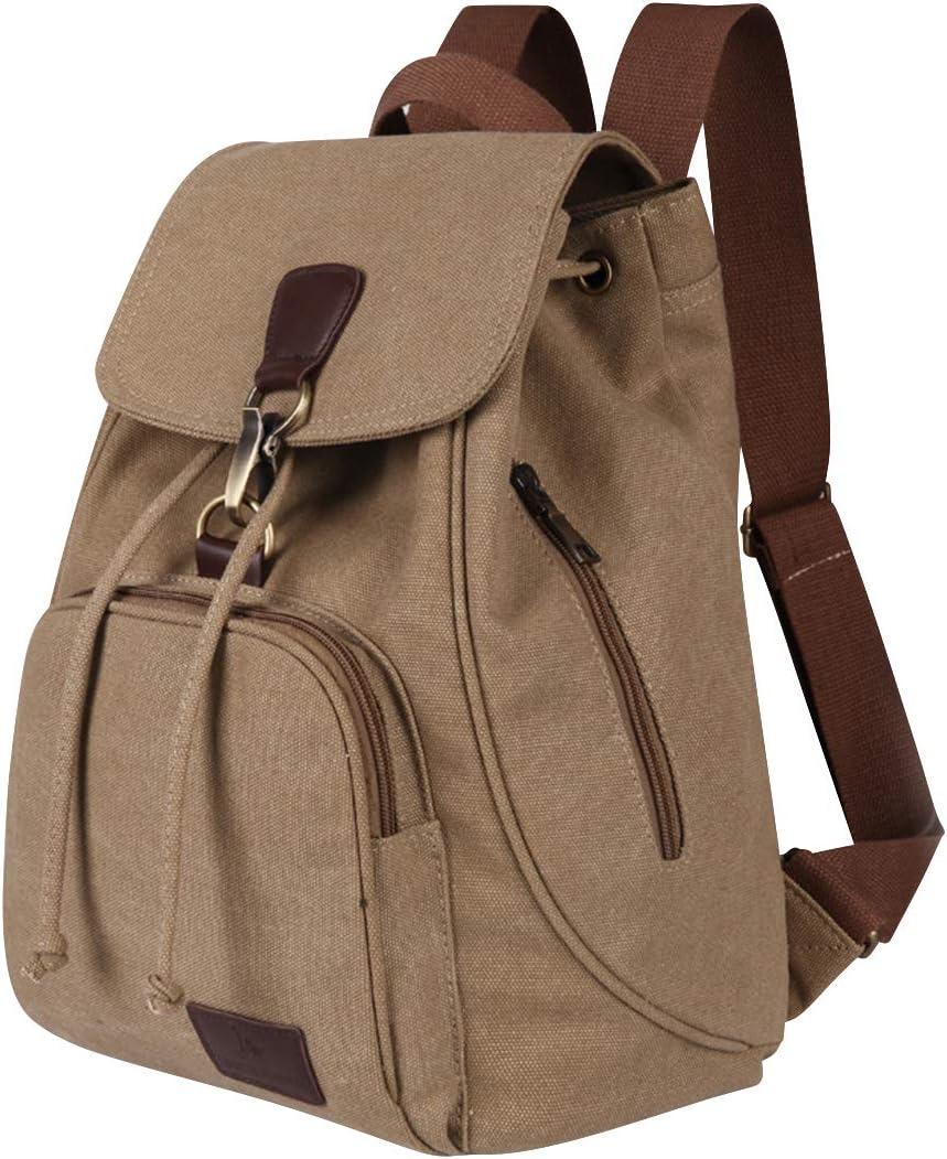 Canvas Fashion Backpacks Purse Casual Outdoor Shopping Daypacks Sports Rucksack Hiking Travel Multipurpose Bag Khaki