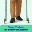 Medline Two-Button Folding Walker for Seniors, 5" Wheels, 32.5" to 39.5" Height, 400-lb. Capacity