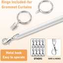 Shimeyao Acrylic Curtain Pull Wands Drapery Pull Rod Versatile Fiberglass Blinds Wand Kits with Curtain Rings and Hooks for Opening Closing Curtains Homes Offices Opener (White,46 Inch)