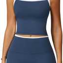 QBGJTD Two Piece Workout Sets For Women Tank Top Matching High Waist Booty Lifting Shorts Gym Yoga Active Wear Outfits (Blue, M)