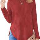 Women Fall Tops Casual Loose Stretchy Plus Size Pullover Crew Neck Curved Hem Comfy Tunics (RBL,L) Royal Blue (Medium)