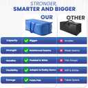 Extra Large Moving Bags - 8-Pack Heavy Duty Storage Duffel - Sturdy Backpack Straps Handles, Zippers - Reusable Moving Storage Bags for Clothes - Folding Collapsible Storage Tote Bag Set  Blue