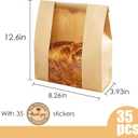 2 x Pack of 35 Paper Bread Bags for Homemade Bread, Paper Bakery Bag for Baked Food Packaging Storage, Large Kraft Paper Bread Loaf Bag with Window Label Seal Sticker included Pack of 35,12.5x8.3x4 Inches