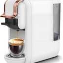 4-in-1 Pods Coffee Maker 19Bar, Compact Design Fast Brew Hot/Cold Espresso Machine for K Cup Pods,Nes Original/DG Capsule and Ground Coffee at Home or Office (White)
