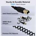 Printer Cable 6FT USB 2.0 Printer Cable USB-A to USB-B Cables, High Speed Scanner Print Cord for HP Canon Dell Samsung Epson Brother Lexmark Xerox, MIDI Cables for Digital Piano DAC MIDI Controller