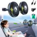 Battery Fan for Car Backseat - Rechargeable Car Fan for Backseat Kids Dogs [Comes with Car Charger&USB C Cable] 360 Rotatable Separate Control Car Fans That Blow Cold Air for Vehicles SUV RV