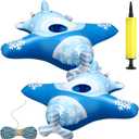HyDren 2 Pcs Christmas Hanging Elf Ride Inflatable Airplane with Cotton Rope and Pump Easy to Install Elf Arrival Balloon Accessories Ideals Decorations(Blue and White)