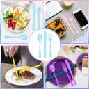 300 Pack Pastel Pink Blue Purple Yellow Disposable Plastic Silverware Heavy Duty, Plastic Cutlery Set, Forks and Spoons Knives Set for Easter Birthday Party Prom Night, Weddings, (Macaron Colors)