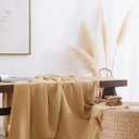 100% Cotton Muslin Throw Blanket for Bed, Couch, Small, Decorative, Soft, Pre-Washed, Breathable and Lightweight Gauze Blanket with Tassels, Suitable for All Seasons, Sand, 50"x60"