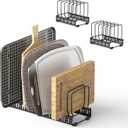 2 PACK Cutting Board Organizer, Adjustable Divider Cutting Board Holder with Anti-slip Pads, Kitchen Cabinet Organizer for Baking Cookie Sheet Pan Bakeware Cookie, Black (7.1 in)