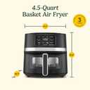 Cuisinart Air Fryer, 4.5-Quart Basket Fryer with 4 Cooking Functions to Air Fry, Roast, Bake, and Keep Warm, 4 Airfryer Presets, Dishwasher-Safe Parts, AIR-160NAS, Stainless Steel & Black