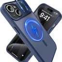 YFEMLAZ for iPhone 15 Case(Built-in Invisible Kickstand) Heavy Duty MagneticCompatible with MagSafe Military-Grade Drop Protection,Translucent Matte for iPhone 15 Case 6.1",Blue