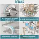 TAILI 2 Pack Powerful Suction Cup Corner Shower Caddy, Stainless Steel Rustproof Shower Shelf with Hook, Drill-Free Wall Mounted Basket, Large Capacity Removable Suction Cup Bathroom Organizer, Silver