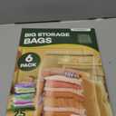 25 Gallon Extra Large Storage Bags 35x 24Resealable Clear Bags with Handle 4 Mil Thick Heavy Duty Big Bag for Clothes Pillow Travel Moving,Bedding,Shoes and Toys Storage, Pack of 6